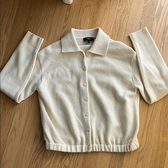Theory Ivory Knit Button-Up Sweater - Picture 5 of 11